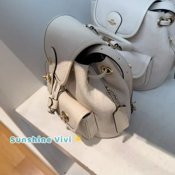 NWT Coach Hadley Backpack CBH09 Refined pebble leather Gold Chalk